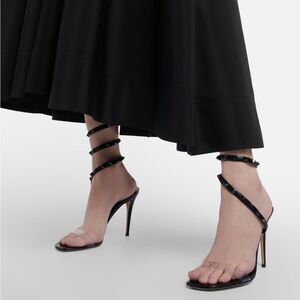 Valentino Garavani Rockstud Wrap Around 100mm Leather PVC Sandals EU 39.5 US 9.5